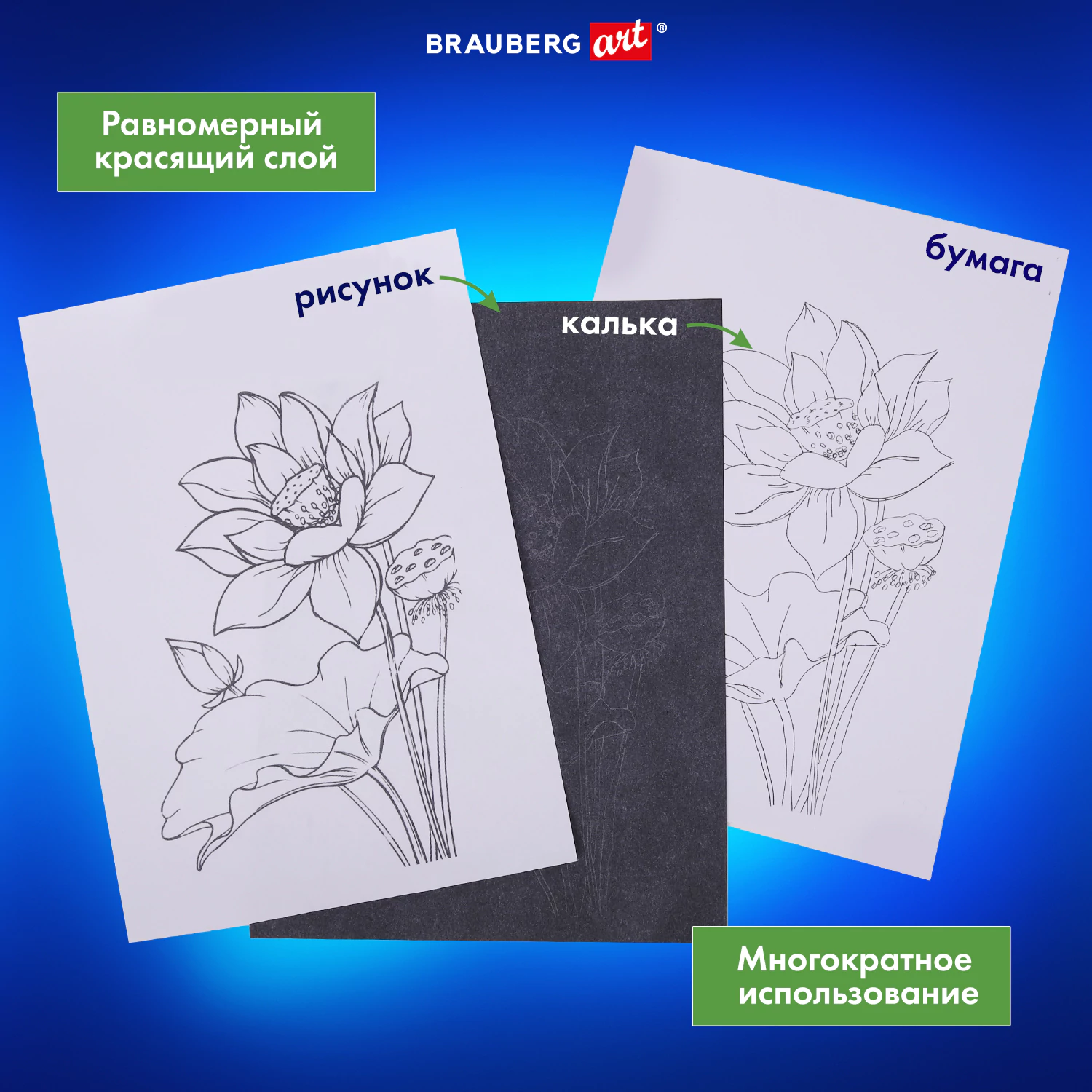 Бумага копировальная А4 BRAUBERG ART черная, 50 л